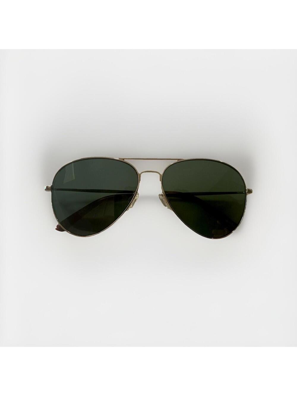 Vincero Polarized Stainless Steel Gold Frame Aviator Sunglasses Dark Green Lens